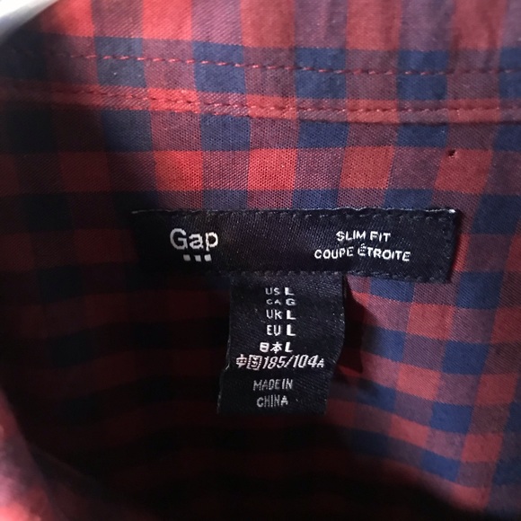 GAP Blue/red checker button up shirt: men’s large - Picture 3 of 3